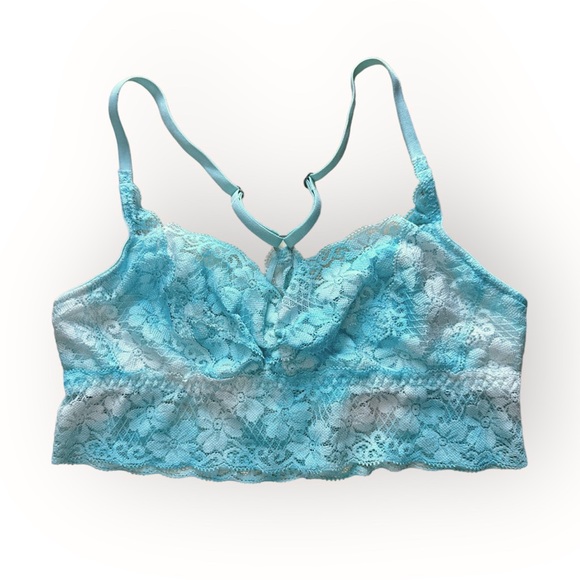 Gilly Hicks Blue White Lace Tie Dye Bralette Crossback Light Lined Women's Small - Picture 1 of 6